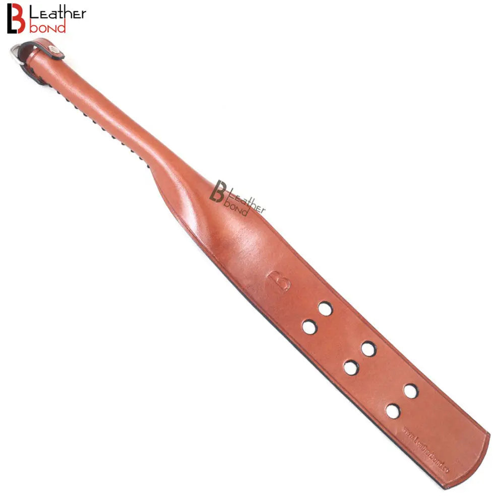 Real Cow Hide Brown Belting Leather Paddle Slapper Lightweight and Flexible with Sturdy Handle