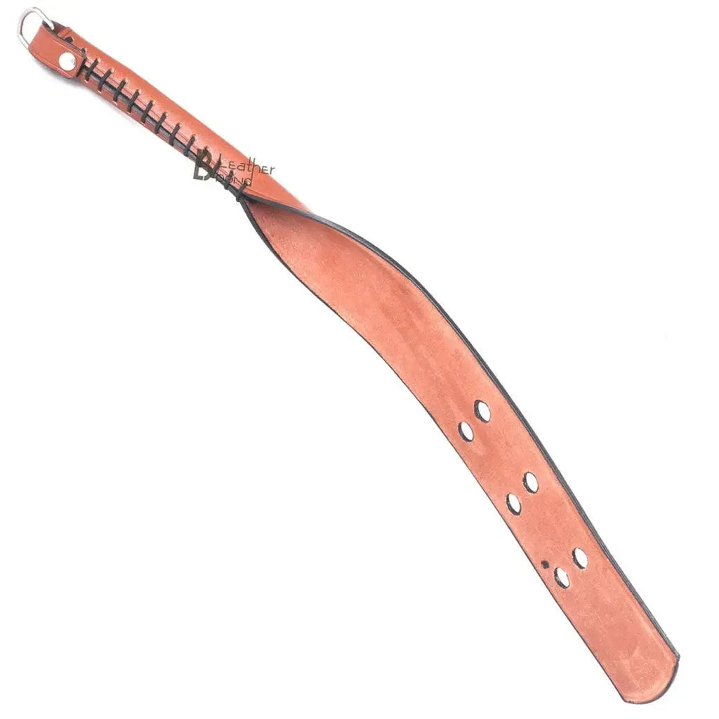 Cowhide Leather Paddle Slapper Brown With Sturdy Handle