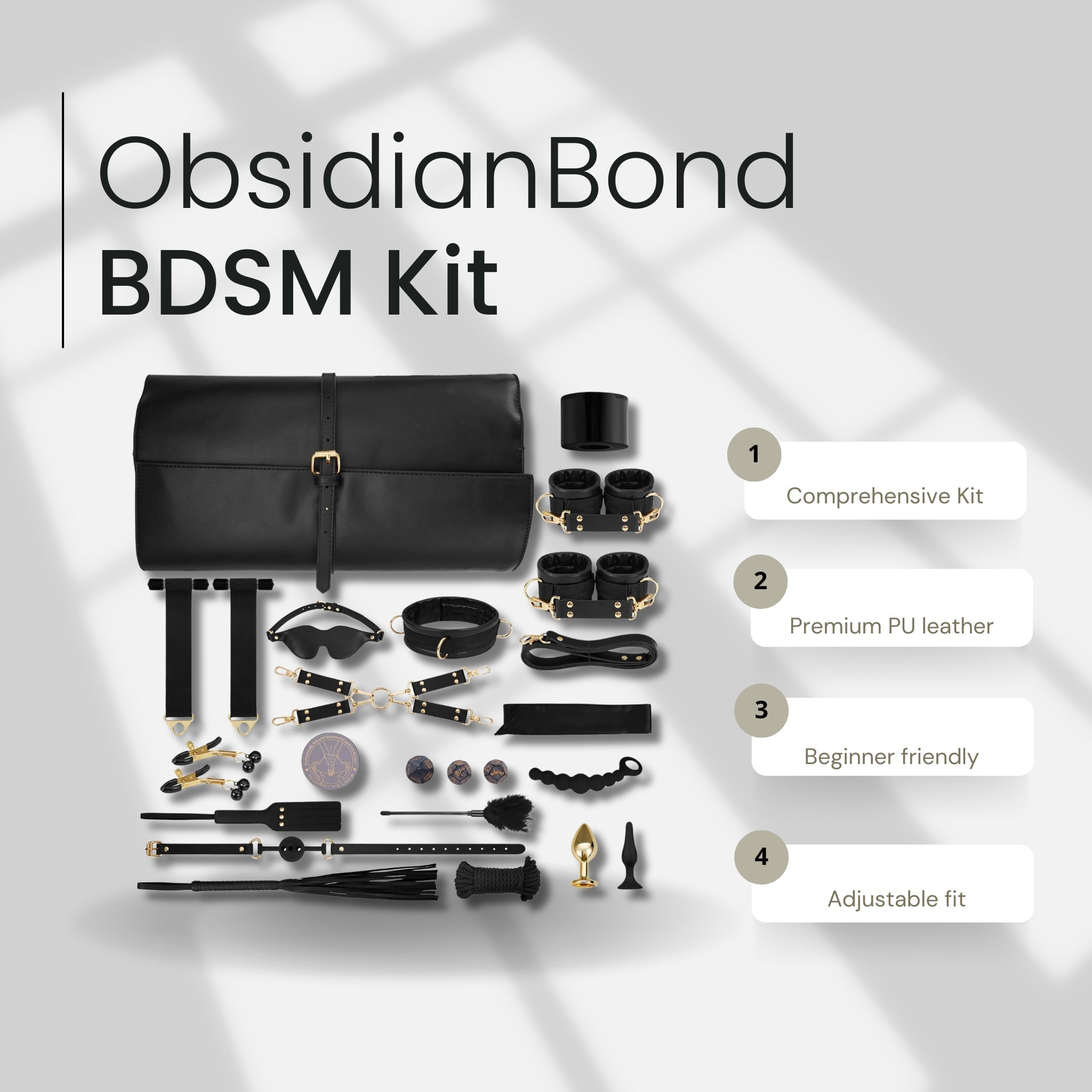 BDSM Restraint Kit 21-Piece ObsidianBond Complete Set