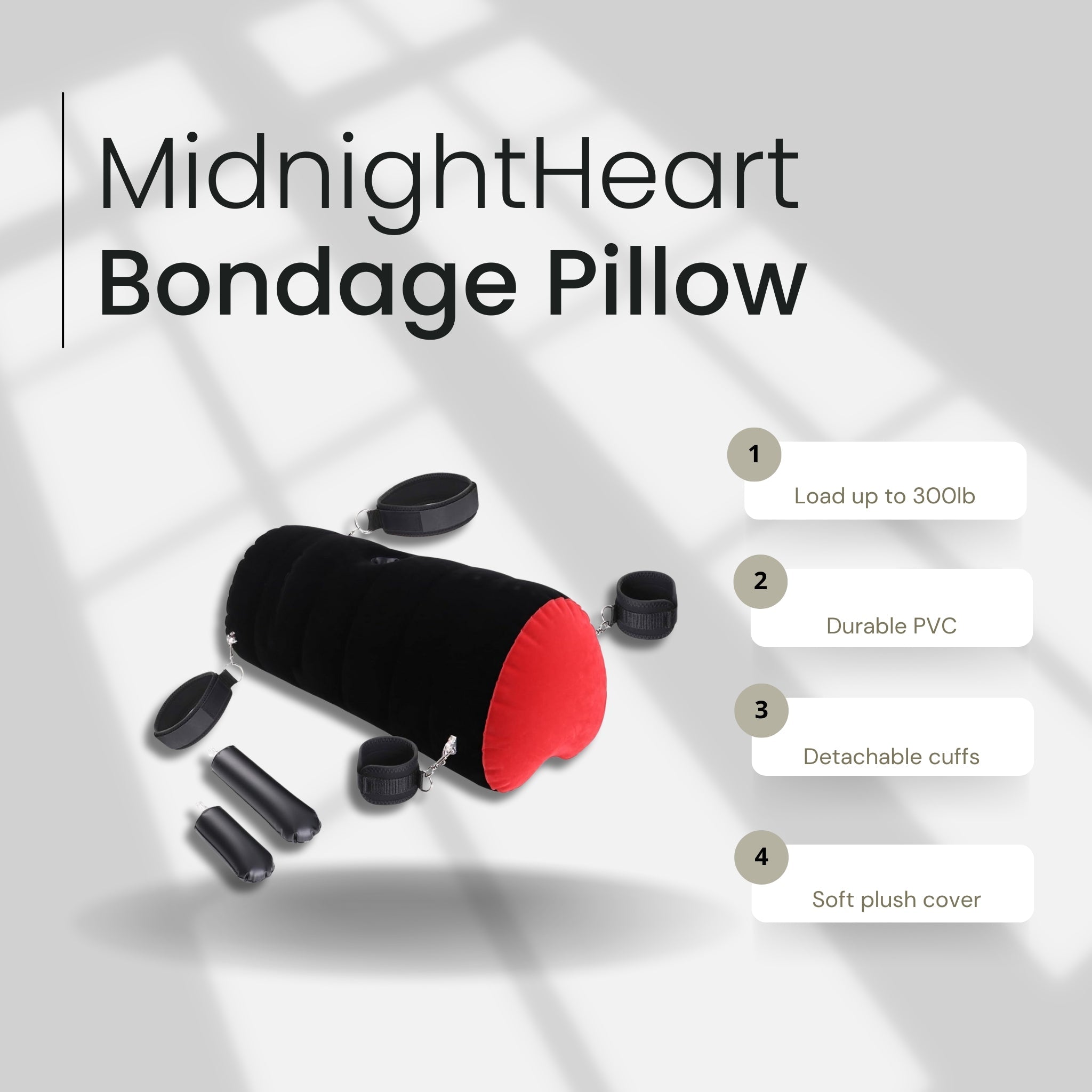 MidnightHeart Inflatable Sex Pillow Dildo Mount