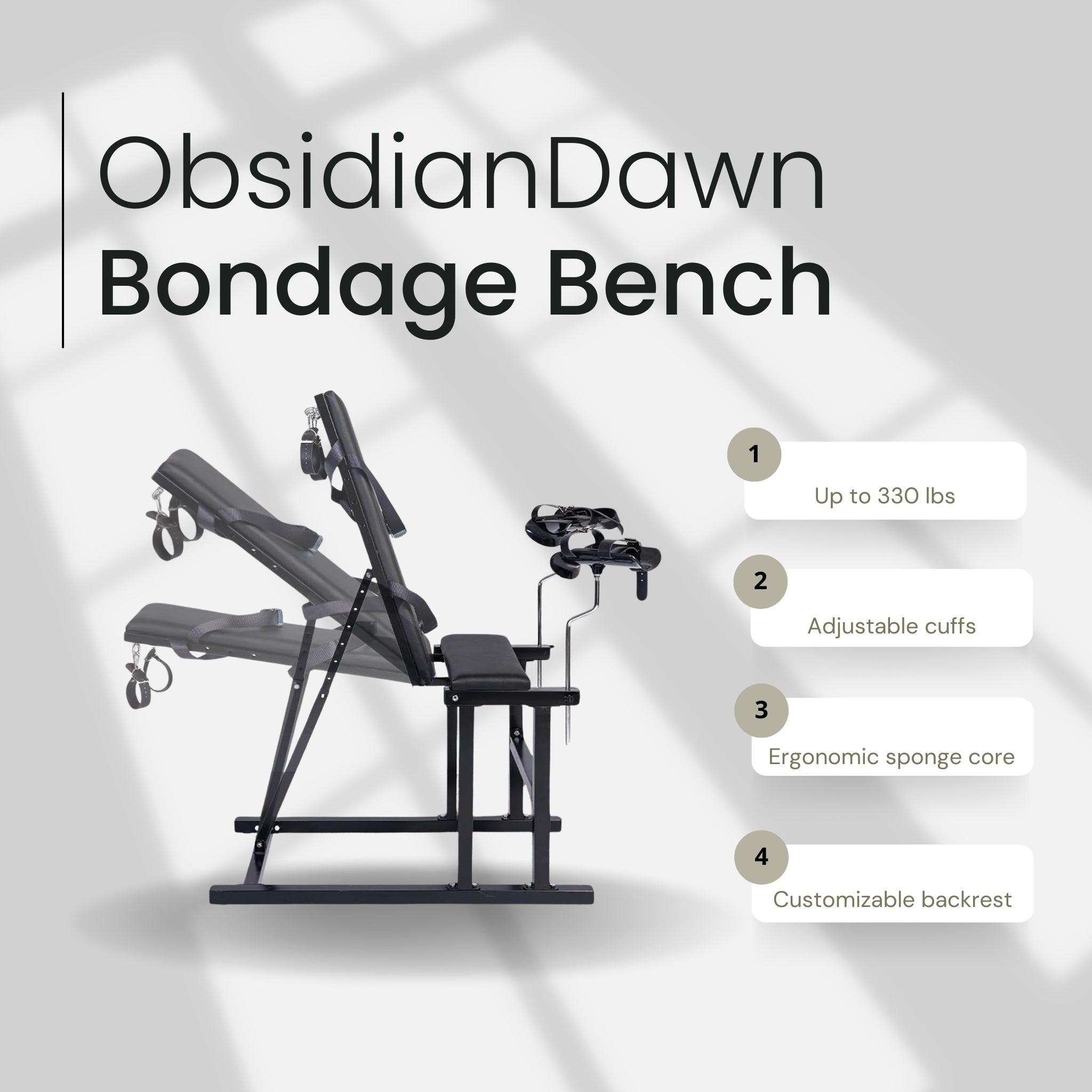 ObsidianDawn Adjustable Bondage Bench