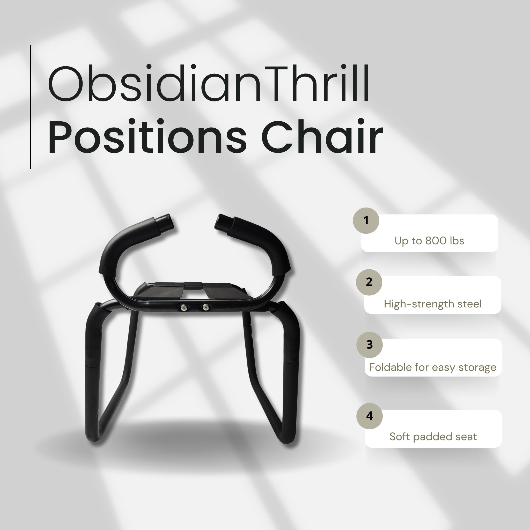 ObsidianThrill Large Sex Position Enhancer Chair with Handrail