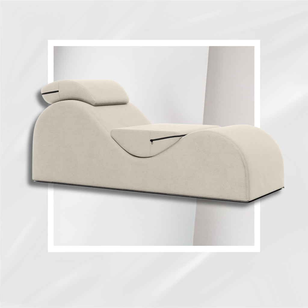 Erotic Chaise Chair Velour Seduction Lounge Beige Microvelvet Cover