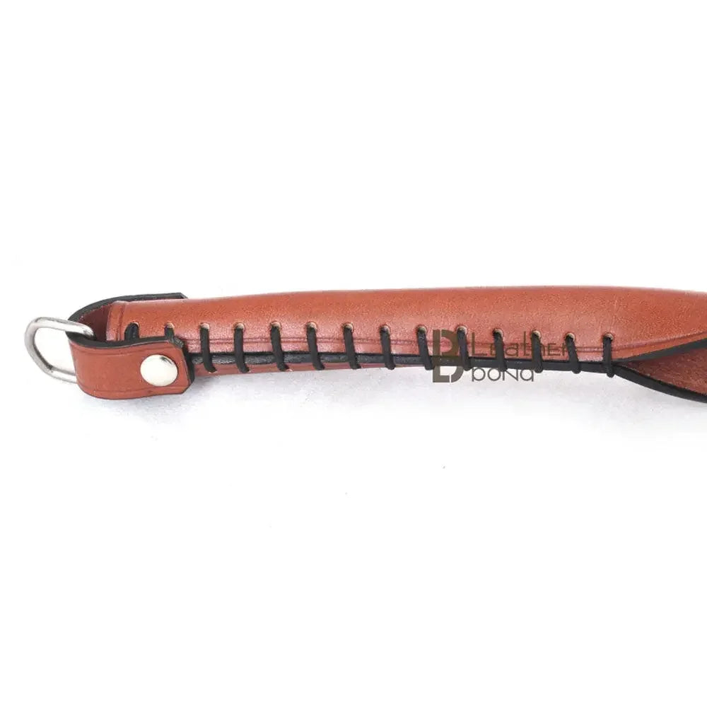 Cowhide Leather Paddle Slapper Brown With Sturdy Handle