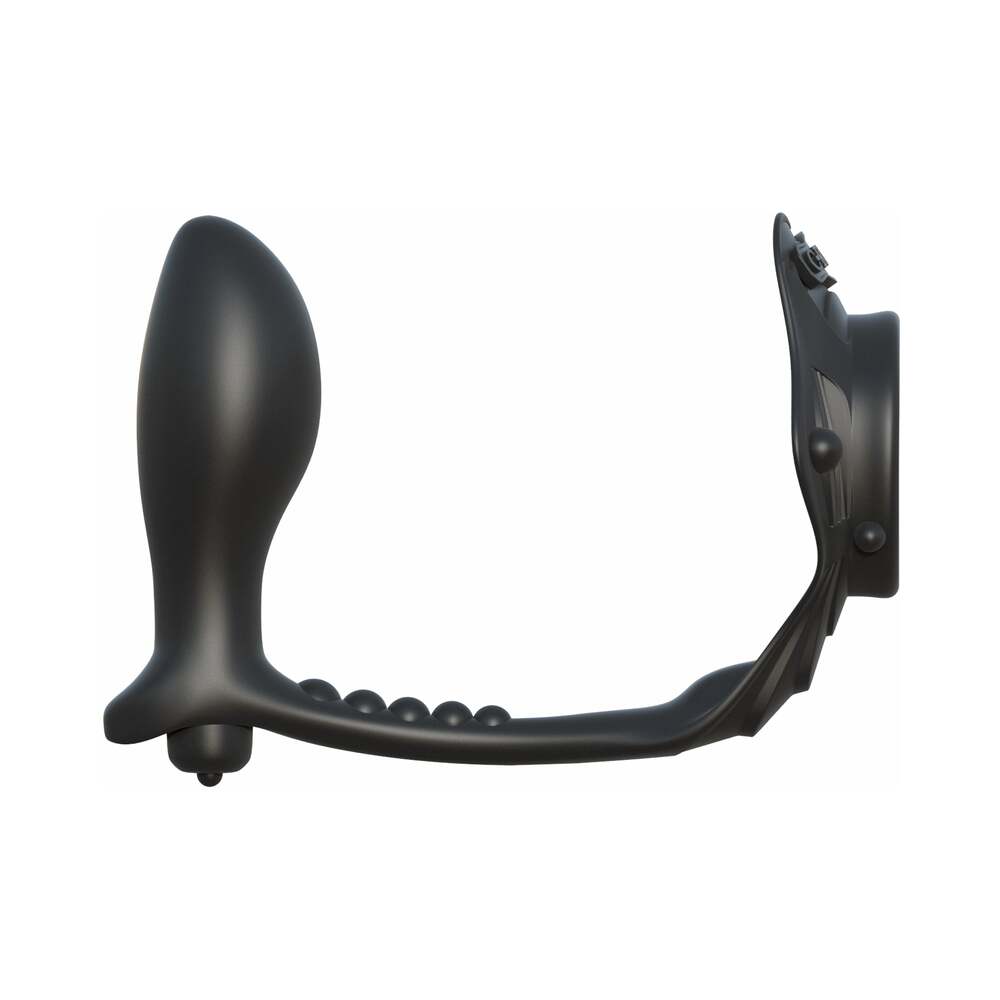 Fantasy C-Ringz Rock Hard Ass-Gasm Vibrating Silicone Cockring With Anal Plug Black