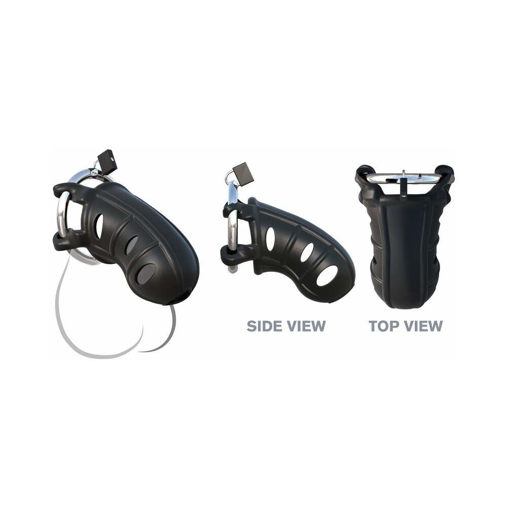 Fantasy C-Ringz Hardcore Silicone Cock Blocker Locking Chastity Cage Black