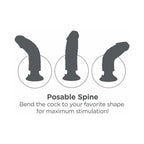 King Cock 9 in. Vibrating Cock With Balls Poseable Suction Cup Dildo Black