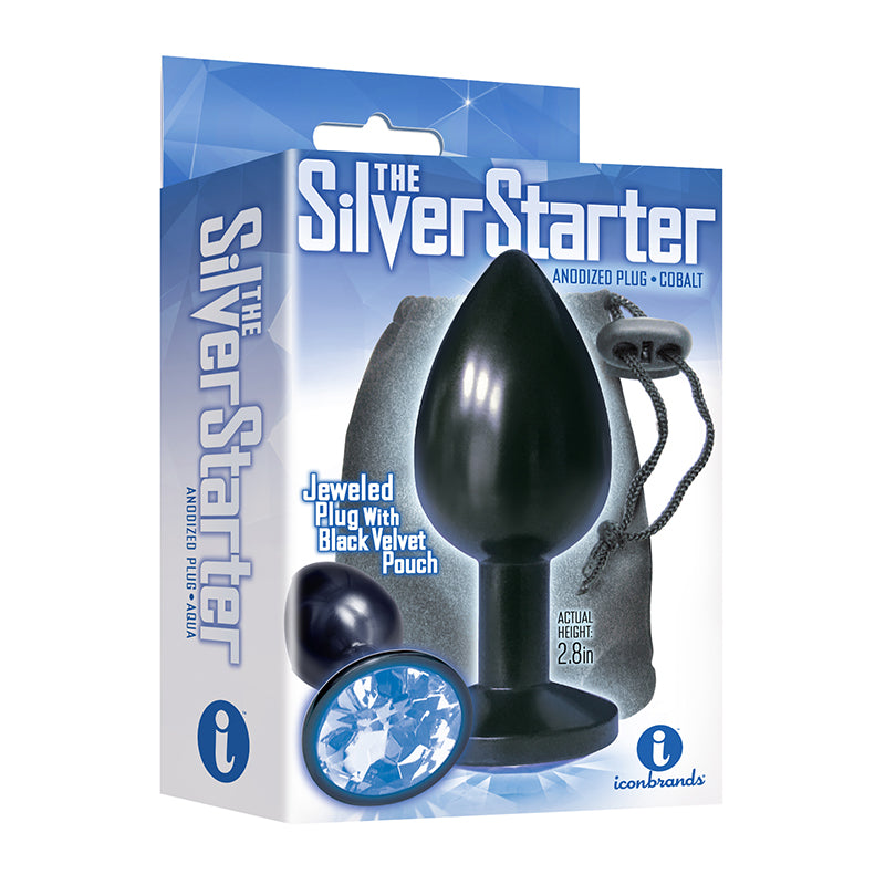 The 9''s, The Silver Starter, Bejeweled Anodized Stainless Steel Plug, Colbalt