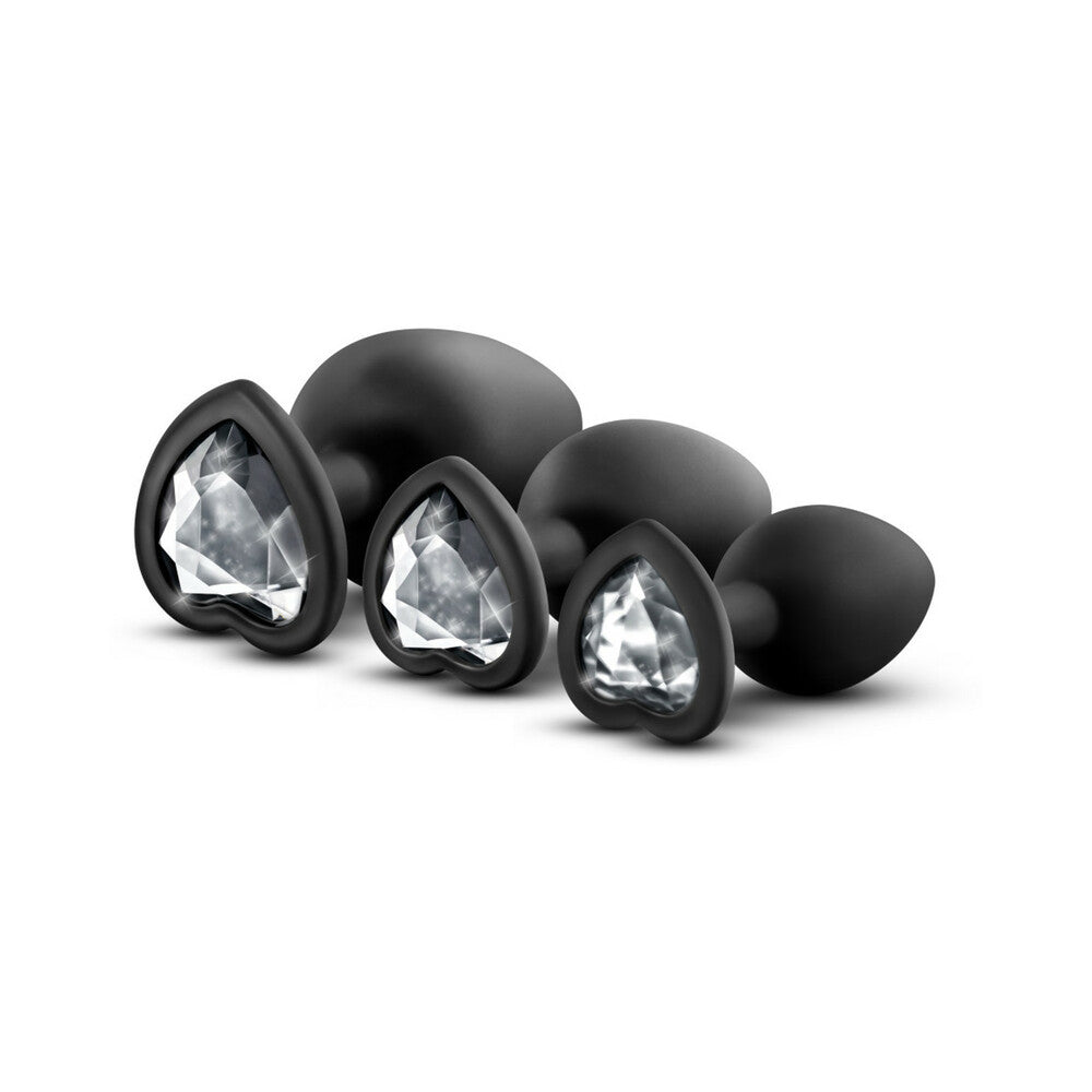 Luxe 3-Piece Bling Plug Training Kit with White Gem Base Black
