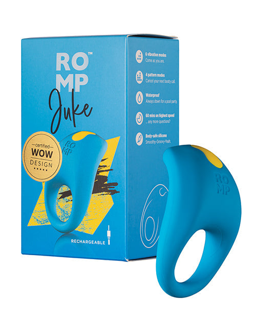 ROMP Juke Vibrating Cockring Silicone Blue Dual Stimulation