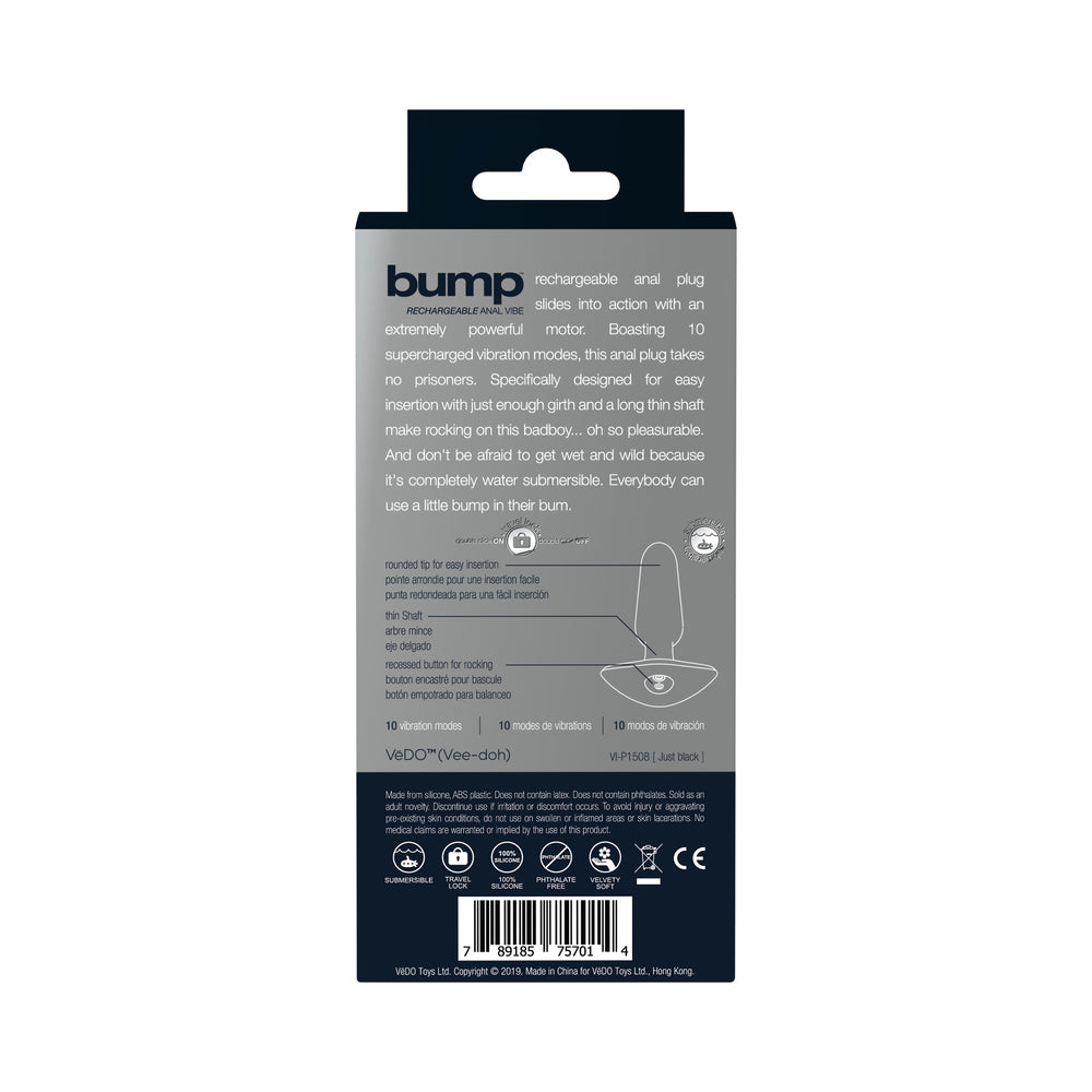 VeDO Bump Rechargeable Anal Vibe - Just Black