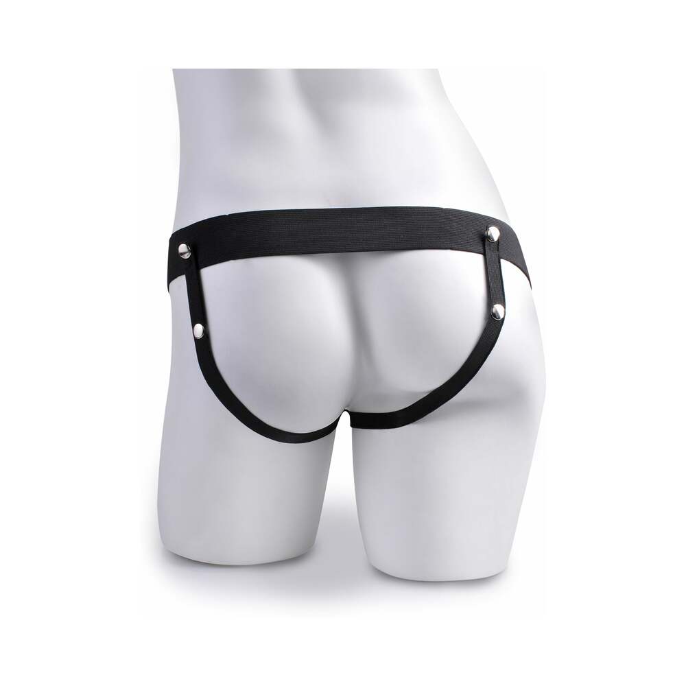 Fetish Fantasy Series Vibrating 8 in. Hollow Strap-On With Balls Brown/Black