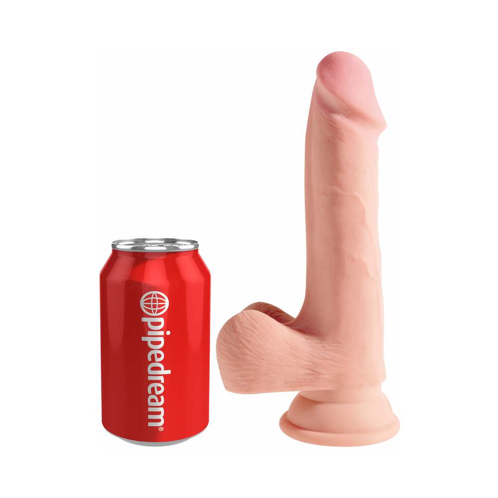 King Cock Plus 7.5 in. Triple Density Cock With Balls Realistic Suction Cup Dildo Beige