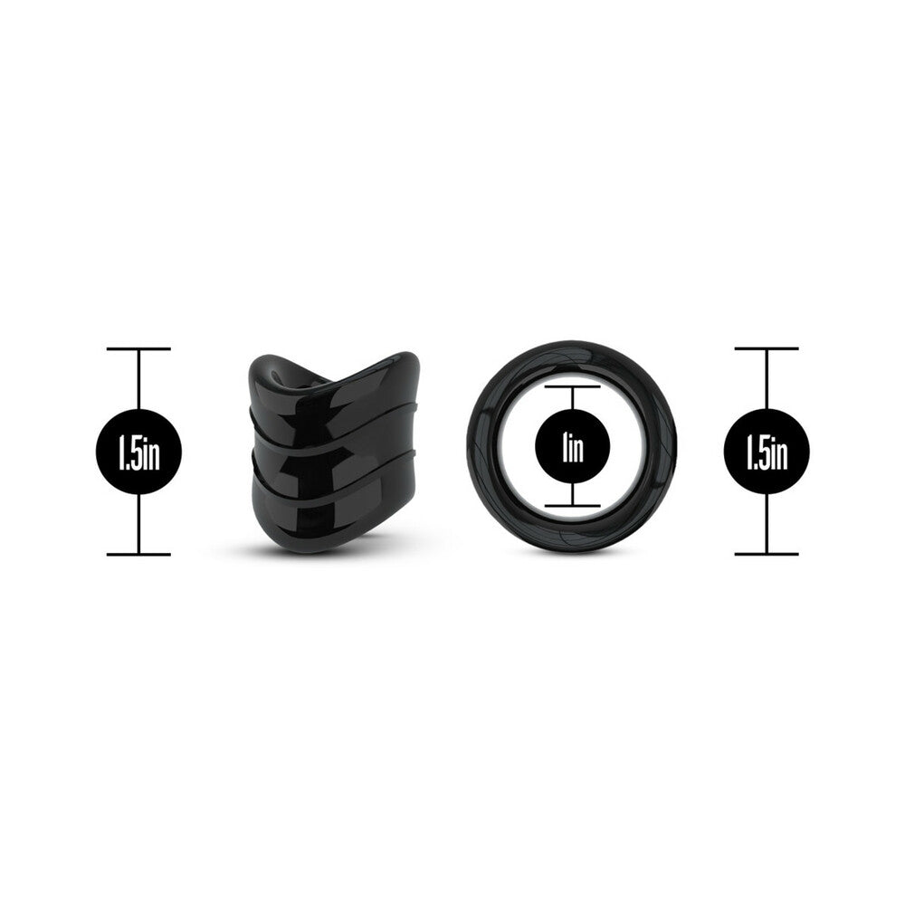 Stay Hard Beef Ball Stretcher Snug X Long 1 in. Black