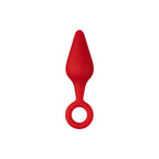 Forto F-10 Silicone Anal Plug with Pull Ring Small Red