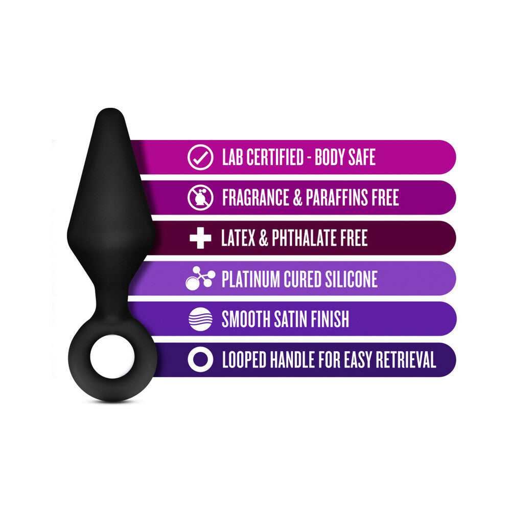 Anal Adventures Platinum Silicone 3-Piece Loop Plug Kit Black