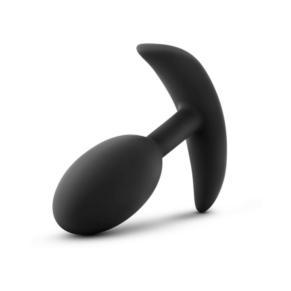 Anal Adventures Platinum Silicone Weighted Vibra Slim Plug Medium Black