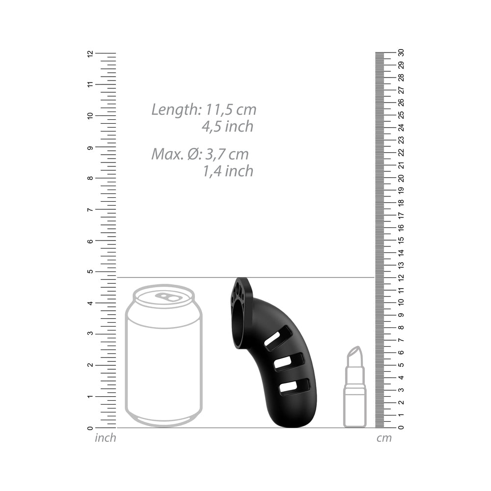 Shots ManCage Model 21 Adjustable 4.5 in. Silicone Chastity Cock Cage Black