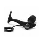 b-Vibe Vibrating Snug & Tug Rechargeable Weighted Silicone Anal Plug with Cockring Medium Black