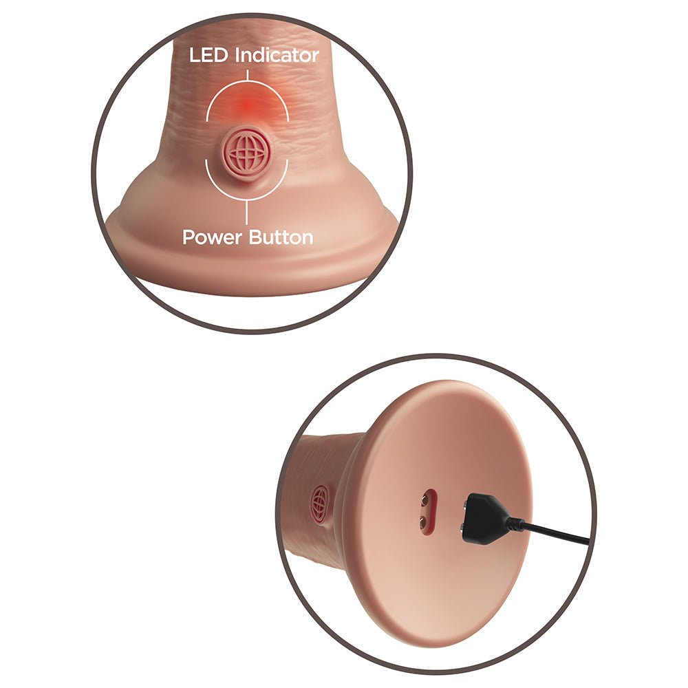 King Cock Elite 8 in. Vibrating Realistic Dildo With Suction Cup Beige