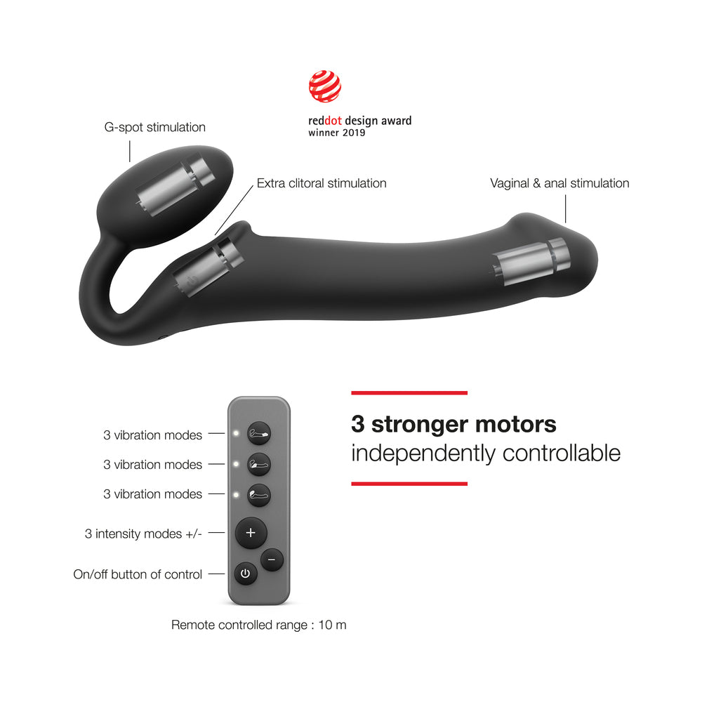 Strap-On-Me Vibrating Bendable Strapless Strap-On Black XLarge