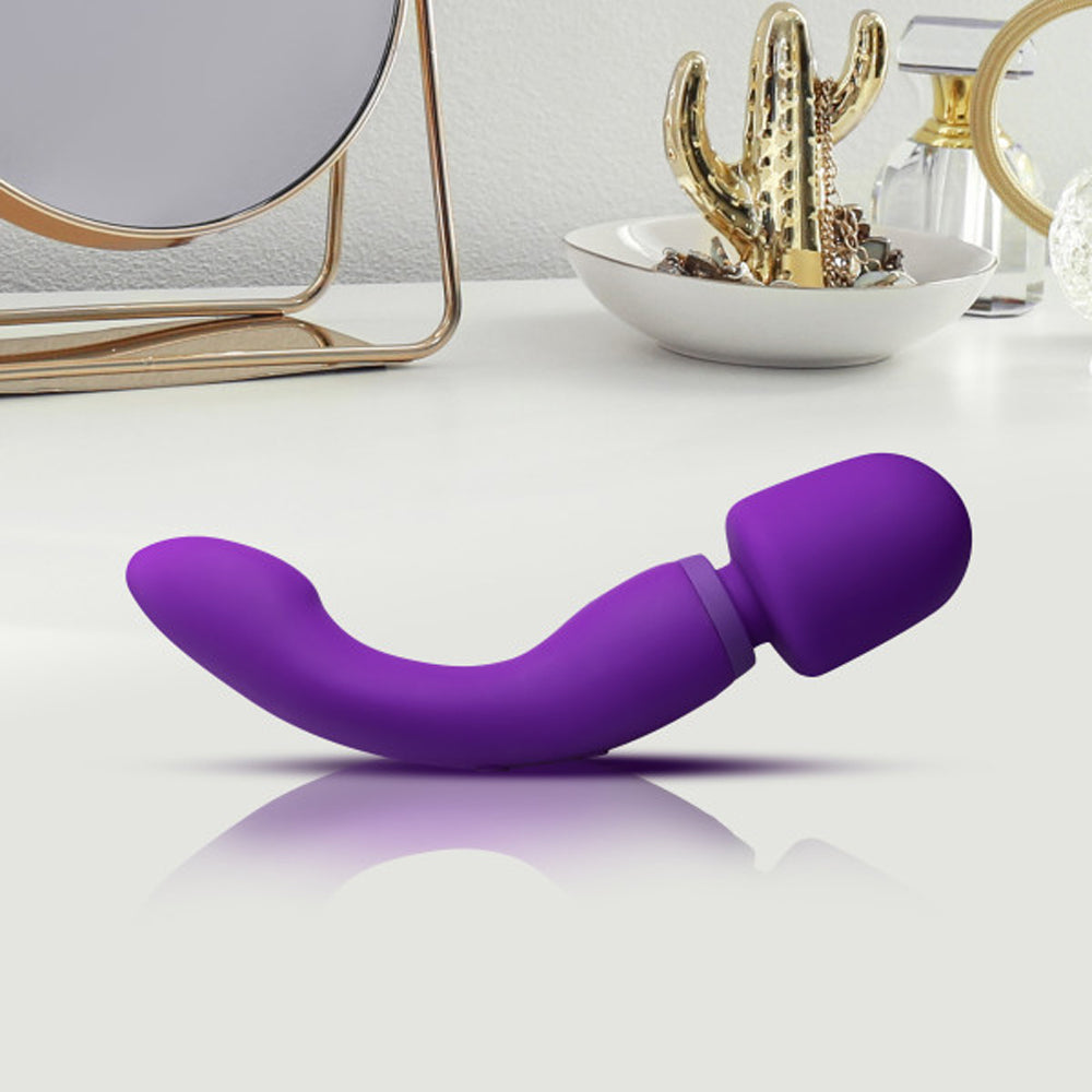 Wellness Dual Sense Rechargeable Silicone Dual Ended G-Spot & Wand Vibrator Purple