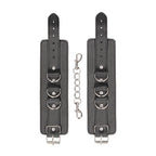 Ouch! Black & White Adjustable Bonded Leather Wrist or Ankle Cuffs Black