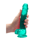 RealRock Crystal Clear Realistic 8 in. Dildo With Balls and Suction Cup Turquoise