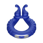 Forto F-24 Rechargeable Silicone Textured Vibrating Cockring Blue