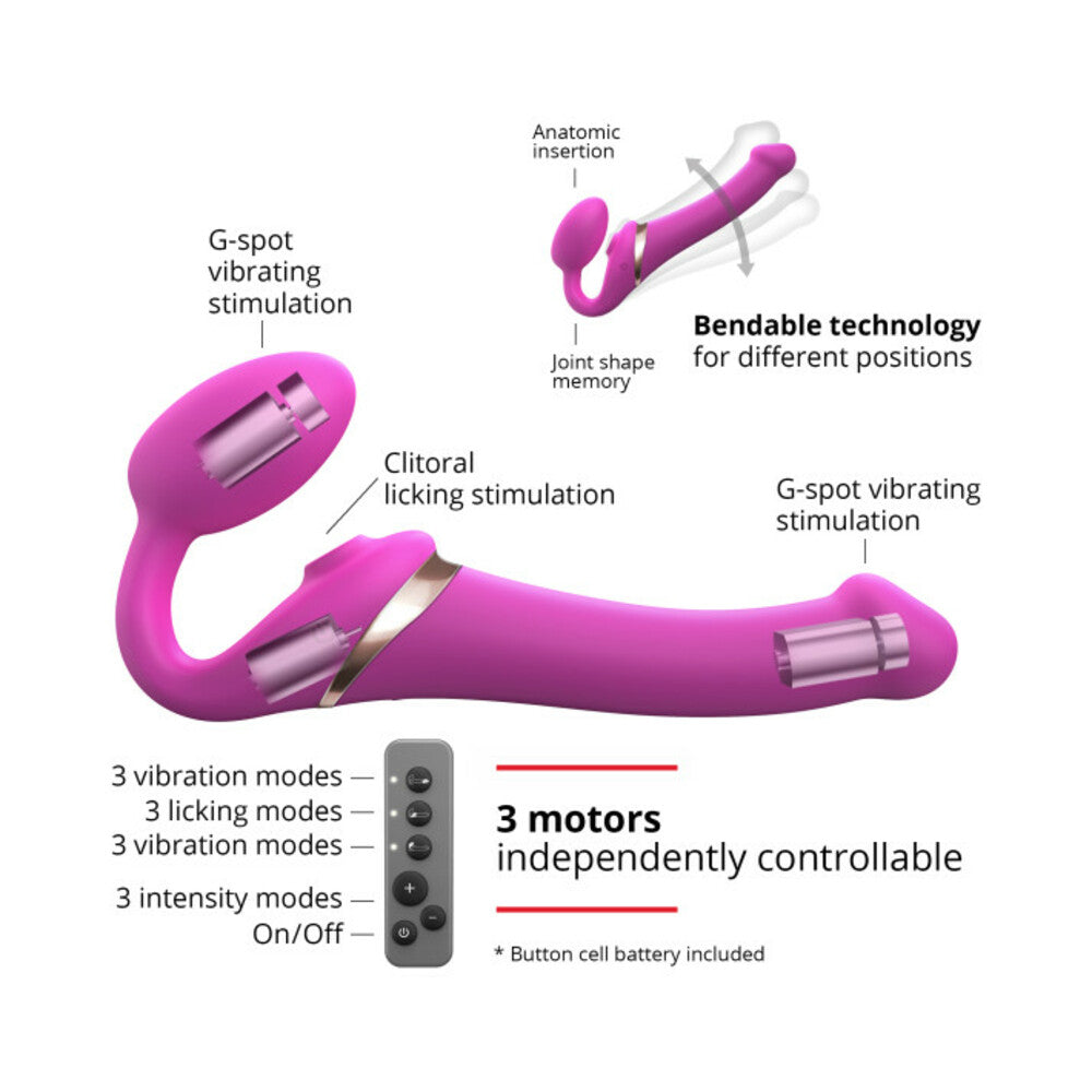 Strap-On-Me Multi Orgasm Bendable Strapless Strap-On Fuchsia Large