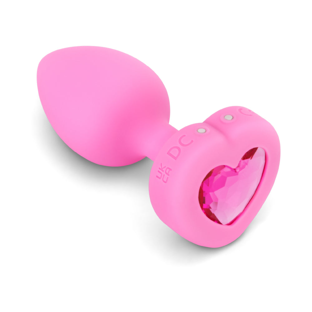 b-Vibe Vibrating Heart Anal Plug with Heart-Shaped Jewel Base Small/Medium Pink