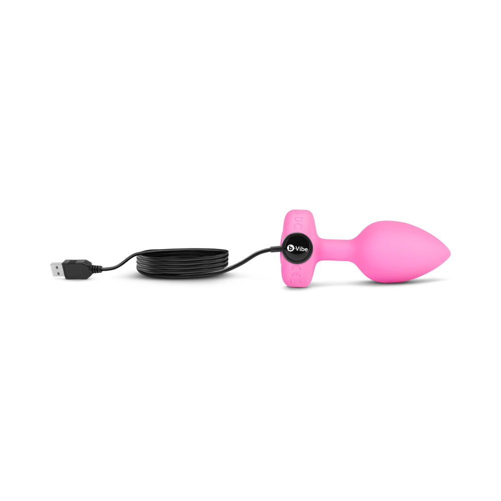 b-Vibe Vibrating Heart Anal Plug with Heart-Shaped Jewel Base Small/Medium Pink