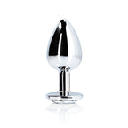 Ouch! Round Gem Butt Plug Large Silver/Diamond