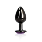 Ouch! Heart Gem Butt Plug Large Gunmetal/Amethyst