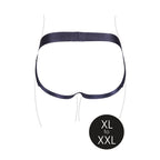 Ouch! Vibrating Strap-on Panty Harness with Open Back Black XL/2XL