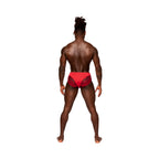 Male Power Sassy Lace Bikini Solid Pouch Red XL