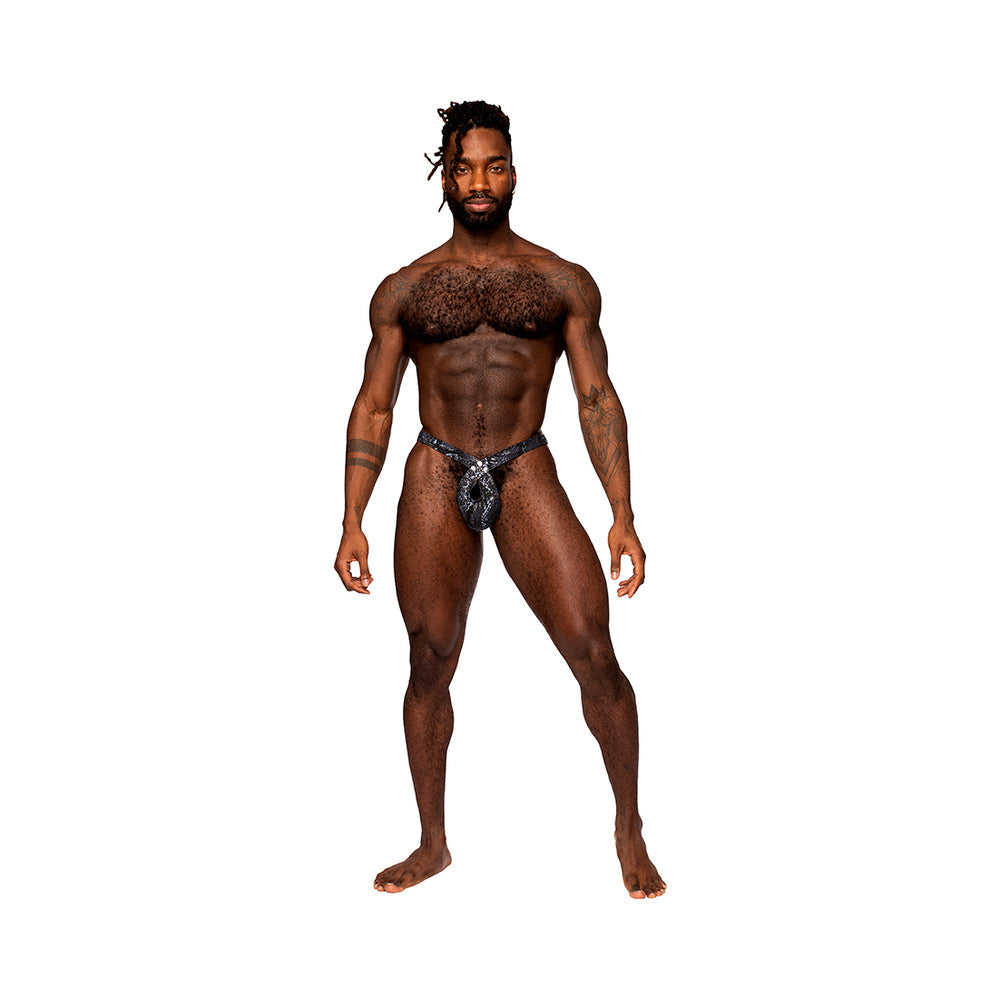Male Power S''naked Criss Cross Thong Black/Blue S/M