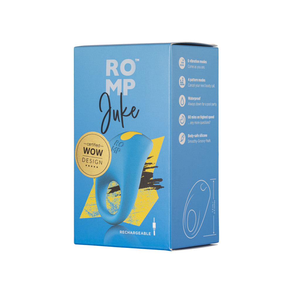 ROMP Juke Vibrating Cockring Silicone Blue Dual Stimulation