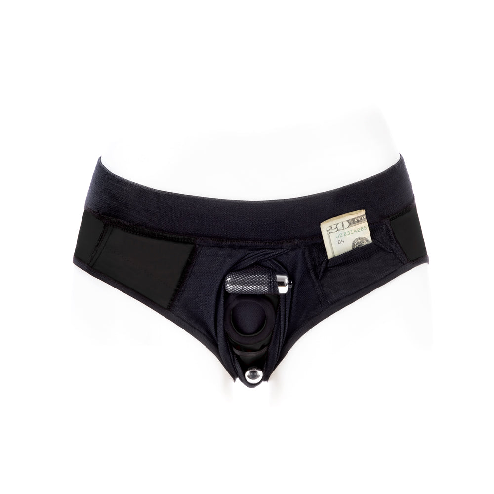 SpareParts Tomboi Cover Brief Style Underwear Harness Nylon Black/Black XL