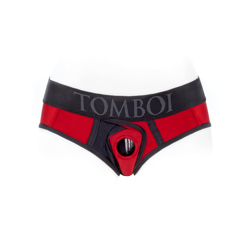 SpareParts Tomboi Cover Brief Style Underwear Harness Nylon Red/Black S
