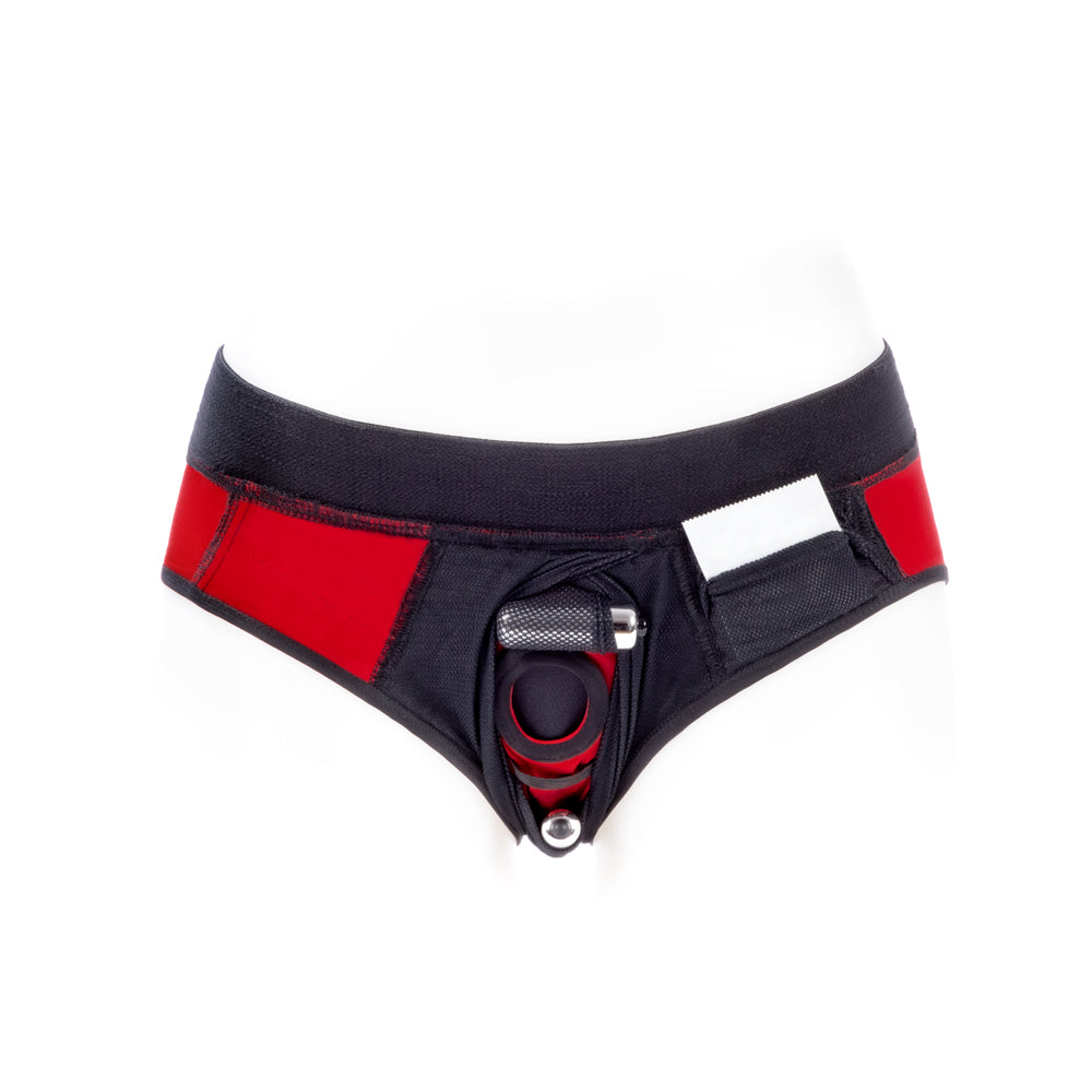 SpareParts Tomboi Cover Brief Style Underwear Harness Nylon Red/Black M