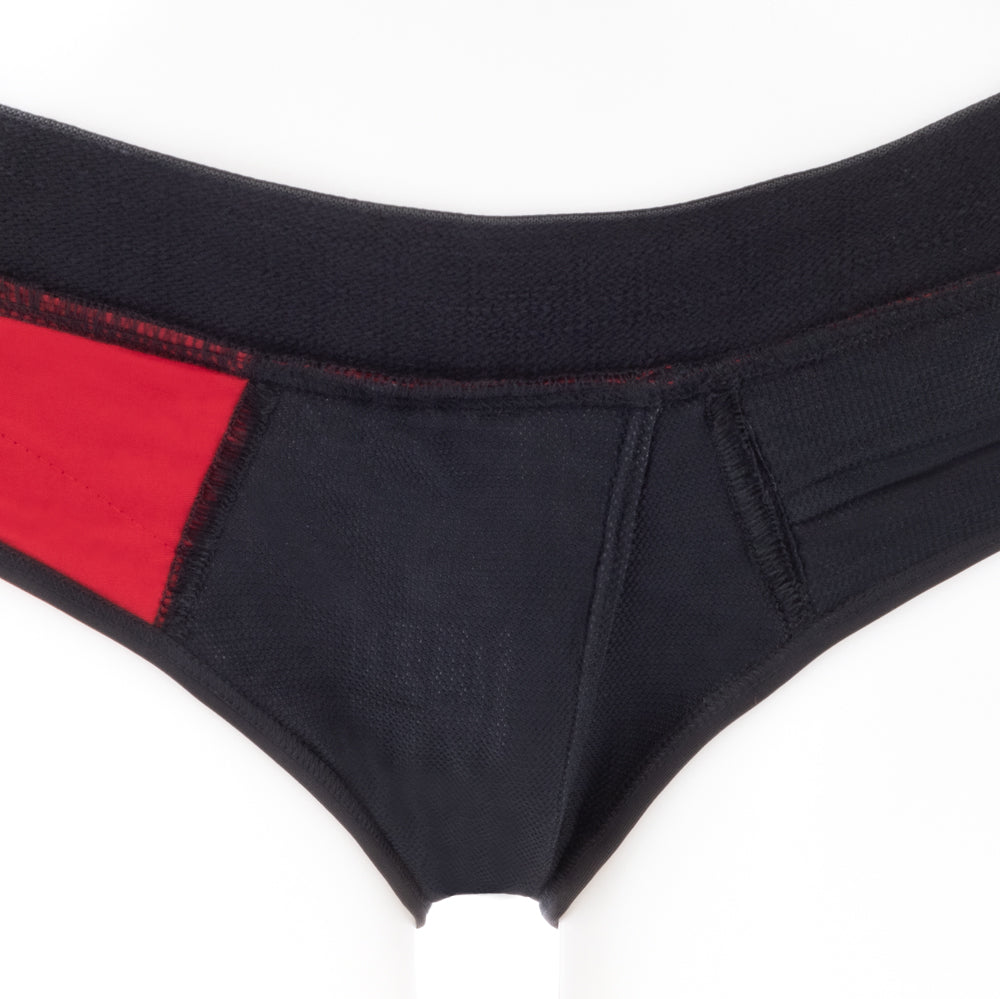 SpareParts Tomboi Cover Brief Style Underwear Harness Nylon Red/Black L