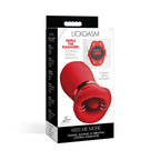 product packaging featuring 'Lickgasm" a red handheld device with red lips and vibrating tongue that provides sucking sensation for clitoral stimulation.