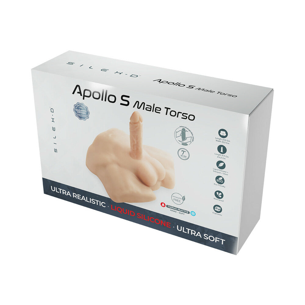 SILEX-D Apollo S Torso with 7 in. Liquid Silicone Model 2 Dildo Vanilla