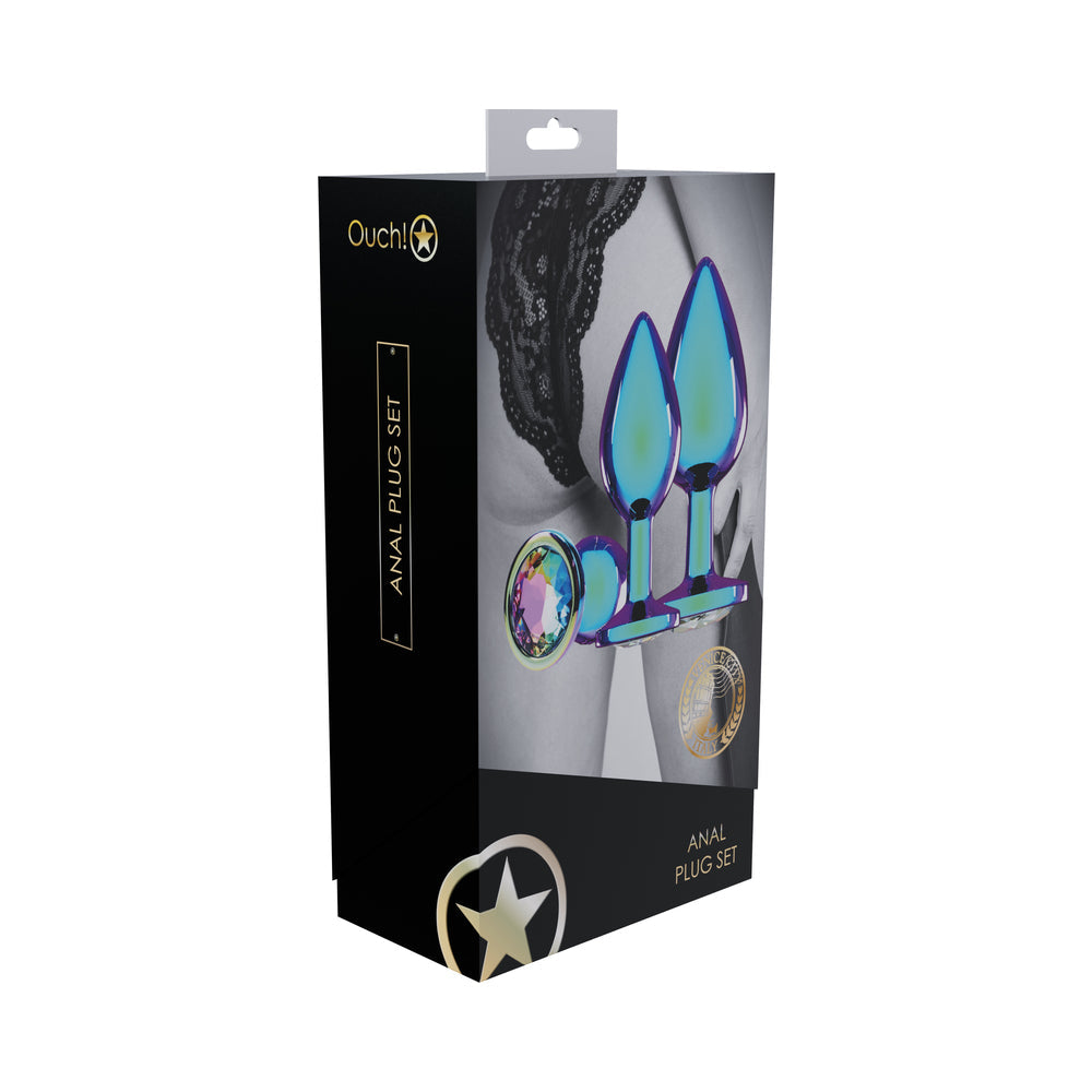 Ouch! International Venice Collection Metal Anal Plug Set Iridescent