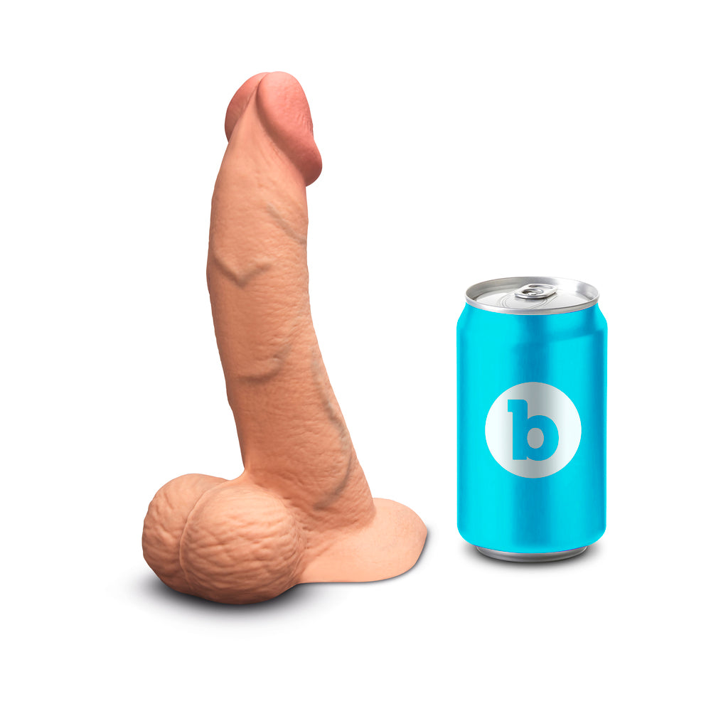 b-Vibe Slipskin Realistic Silicone Dildo 8 in. Curved Mocha