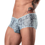 Male Power Marble Mesh Micro Mini Short Silver Blue XL