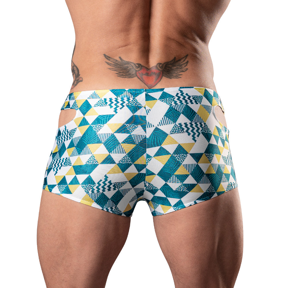 Male Power Cut It Out! Cutout Mini Short Blue/White XL