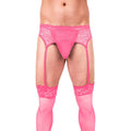 Prowler Lace Garter Set Pink L