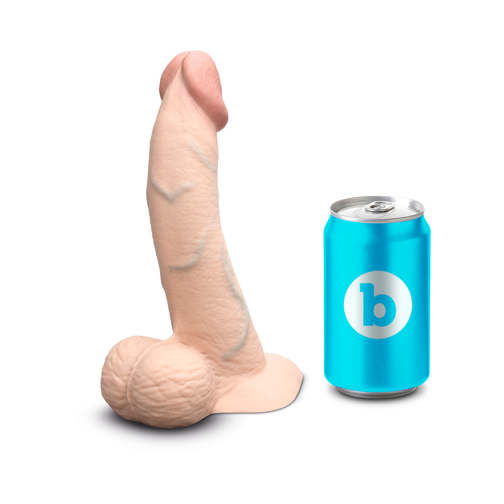 b-Vibe Slipskin Realistic Silicone Dildo 8 in. Curved Cream
